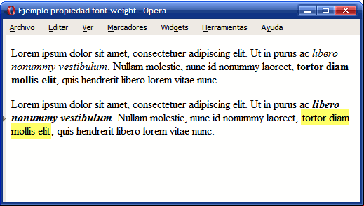 Ejemplo de propiedad font-weight