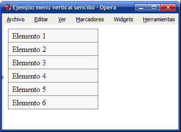Menú vertical sencillo creado con CSS