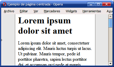 Página de anchura variable centrada mediante CSS