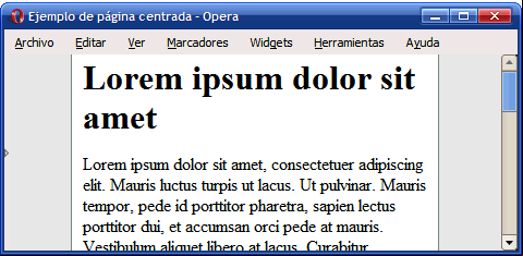 Página de anchura variable centrada mediante CSS